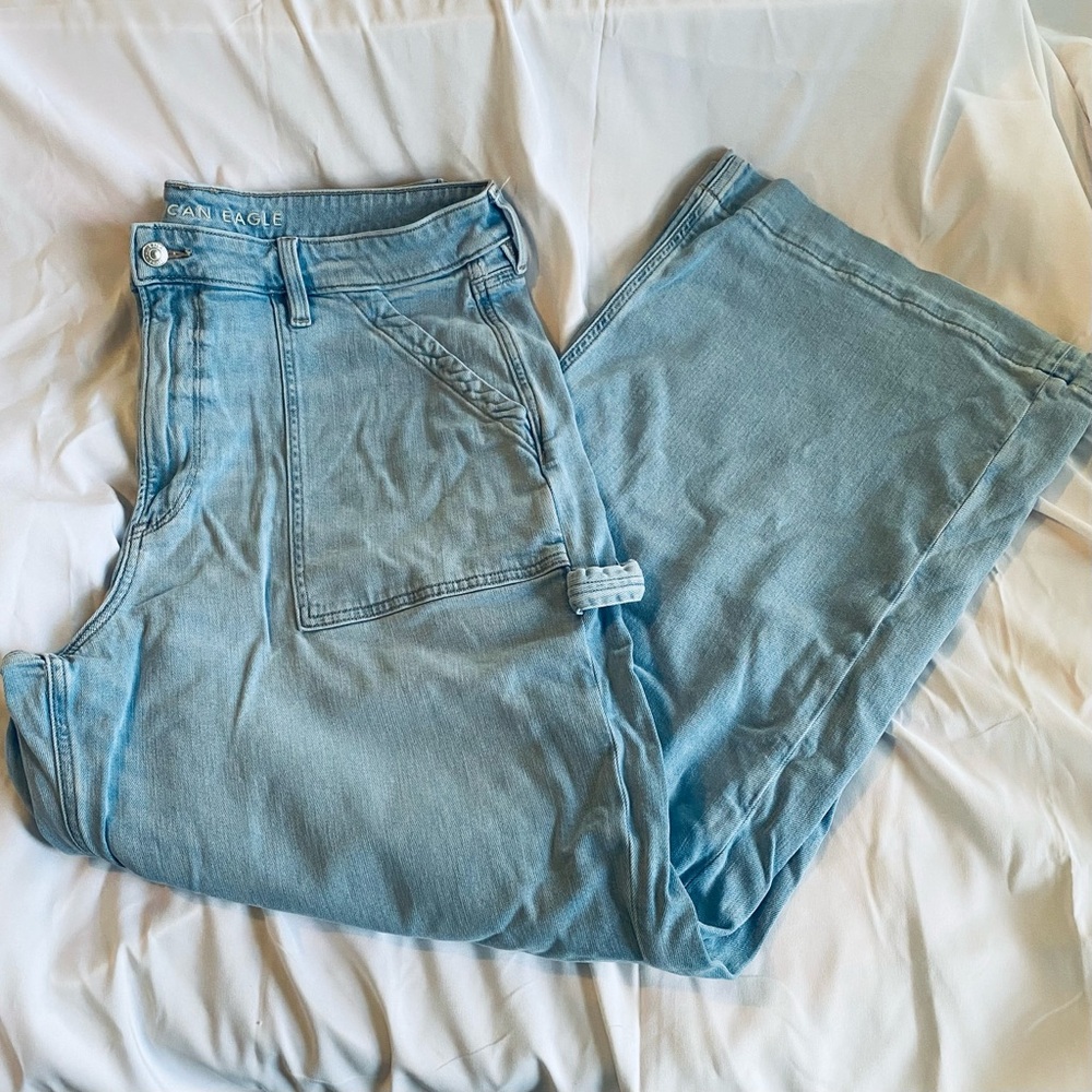 American Eagle Stretch Super High-Rise Baggy Wide Leg Jeans Size 18 Regular